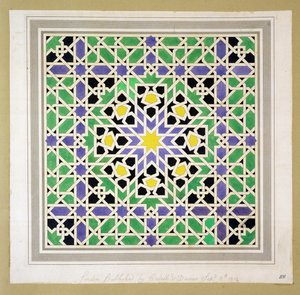 Mozaikový design z Alhambry, z „Arabských starožitností Španělska“, publikovaný v roce 1812
